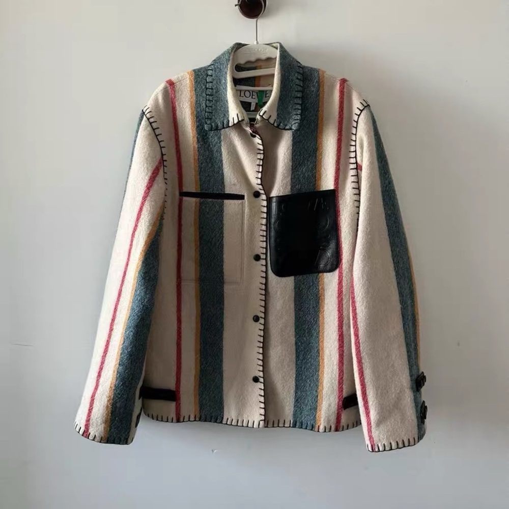 Authentic Loewe Multicolor Striped Utility Jacket with Black Pocket